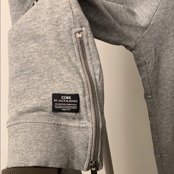 Jack & Jones Grey Sweat Hoodie with Zipper Detail - Picture 3 of 5